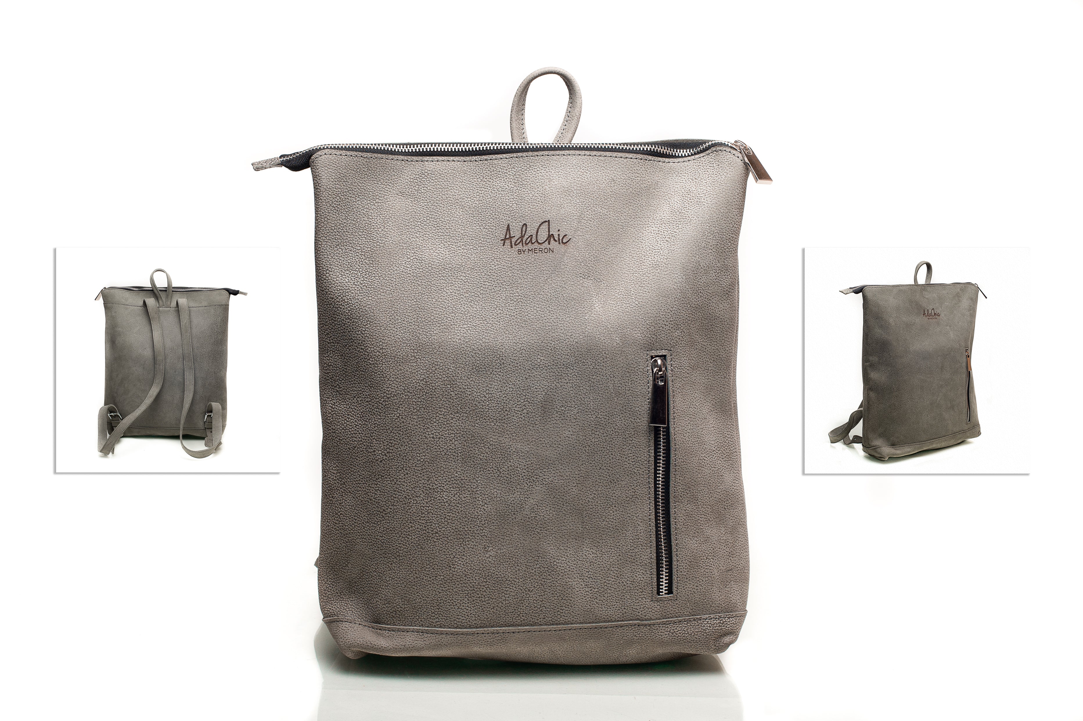 Ethiopian Leather Backpack (Grey, Chocolate & Earth Brown)