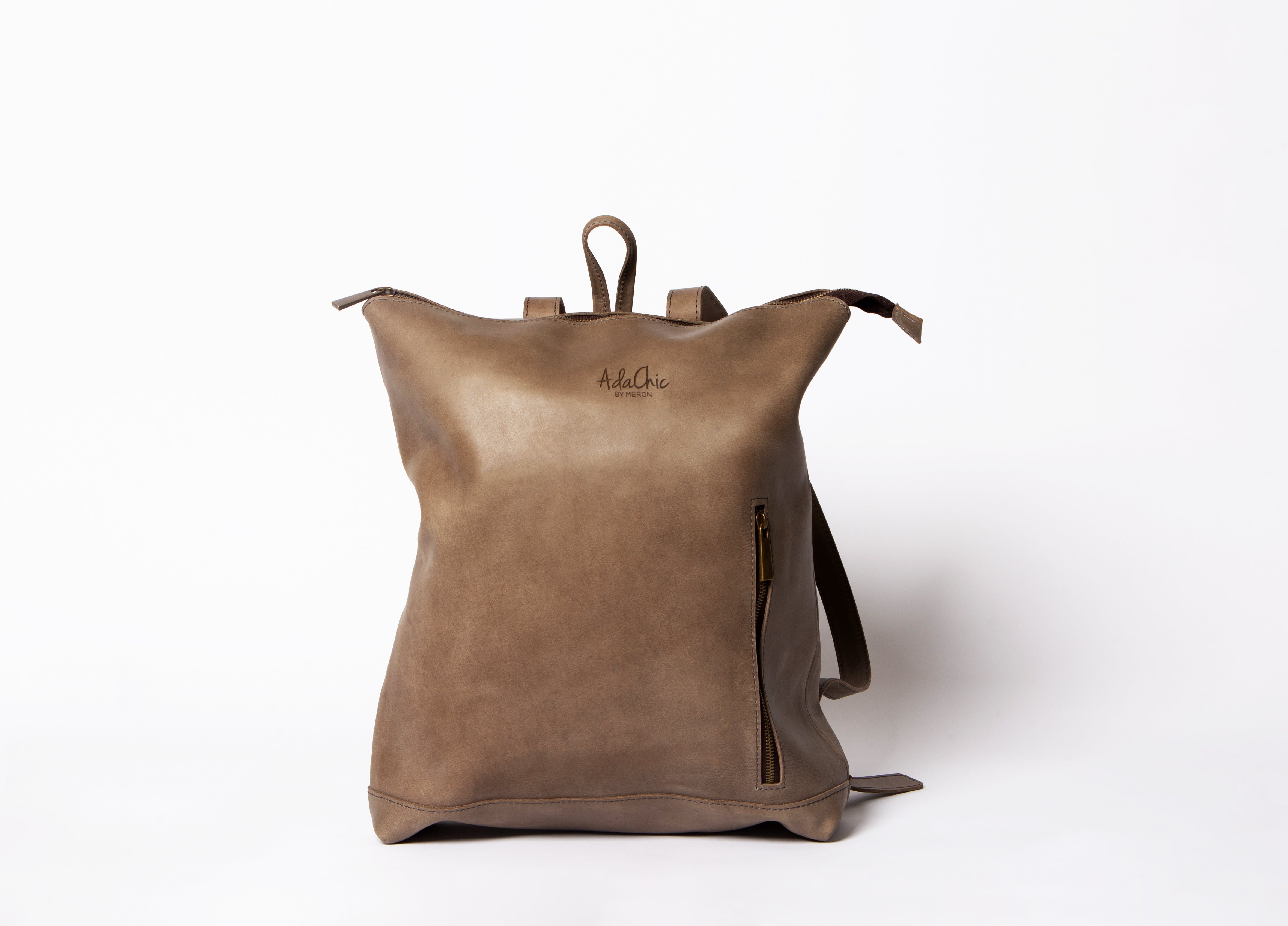 Ethiopian Leather Backpack (Grey, Chocolate & Earth Brown)